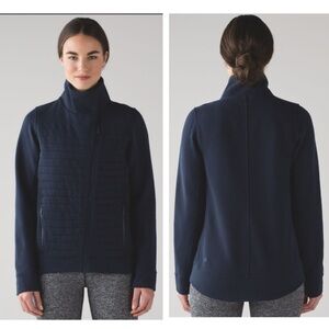 Lululemon Fleece Be True Jacket Cotton Fleece Zipper Quilted Pockets Top Snaps